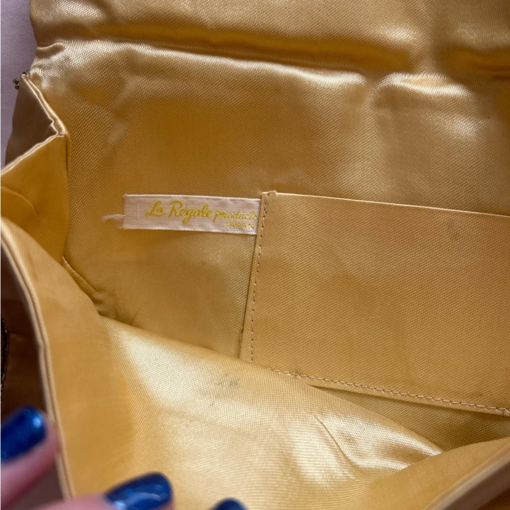 Vintage Beaded Satin Yellow Evening Clutch - La Regale
